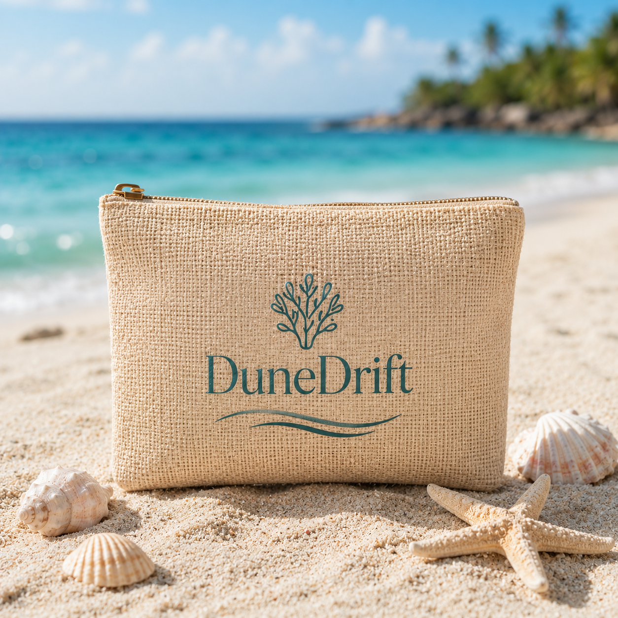 Palm Coast Jute Pouch